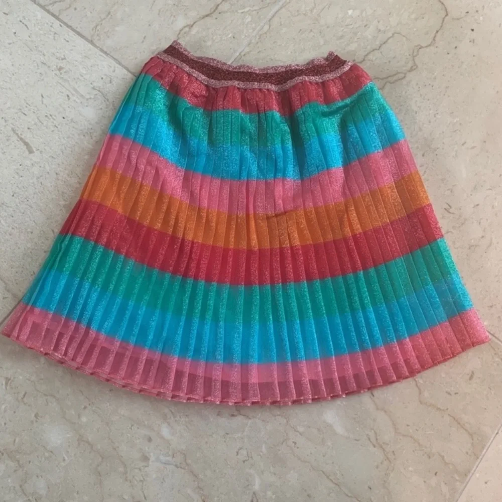 Gucci Rainbow Glitter Stripe Stretch Pleated Skirt